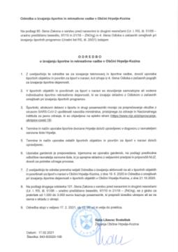 Objava Odredbe o izvajanju športne in rekreativne vadbe